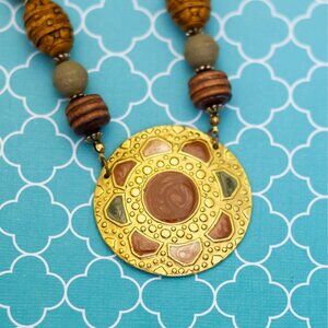 22 inch, Vintage Circular Bohemian Sun Floral Stylish Beads Necklace by LP - R35